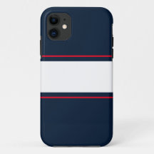 Sporty Bright Red White Navy Blue Racing Streifen