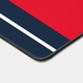 Sporty Bright Red White Navy Blue Racing Streifen Schreibtischunterlage (Ecke)