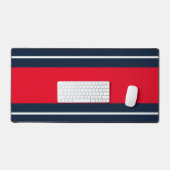 Sporty Bright Red White Navy Blue Racing Streifen Schreibtischunterlage (Tastatur & Maus)