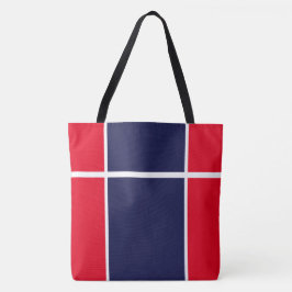 Sporty Bright Red White Navy Blue Racing Streifen Tasche