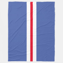 Sporty Bright Red White Racing Streifen auf blau