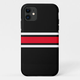 Sporty Bright Red White Racing Streifen auf schwar Case-Mate iPhone Hülle