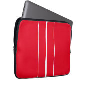 Sporty Bright Red White Racing Stripes Laptopschutzhülle (Vorne Rechts)