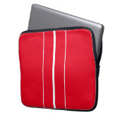 Sporty Bright Red White Racing Stripes Laptopschutzhülle (Vorderseite Links)
