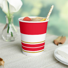 Sporty Bright Red Wide Oben Racing Streifen Pappbecher