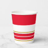 Sporty Bright Red Wide Oben Racing Streifen Pappbecher (Rückseite)