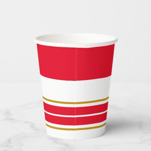 Sporty Bright Red Wide Oben Racing Streifen Pappbecher (Rechts)