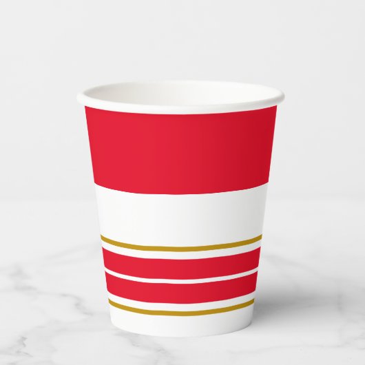 Sporty Bright Red Wide Oben Racing Streifen Pappbecher (Vorderseite)