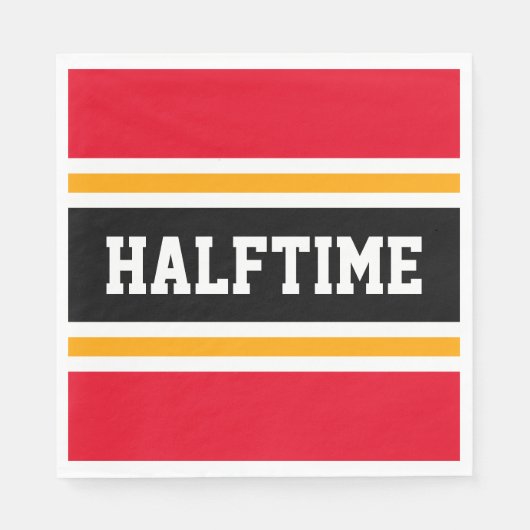Sporty Bright Red Yellow Black HALFTIME Streifen Serviette (Vorderseite)