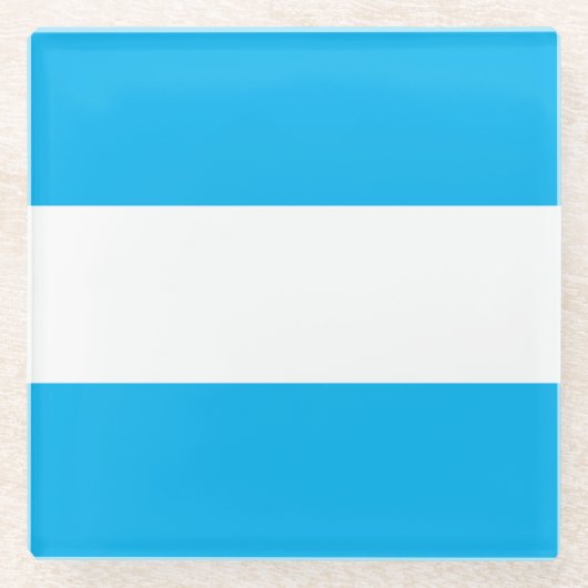 Sporty Bright Sky Blue White Wide Summer Stripes Glasuntersetzer (Vorderseite)