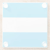 Sporty Bright Sky Blue White Wide Summer Stripes Glasuntersetzer (Rückseite)