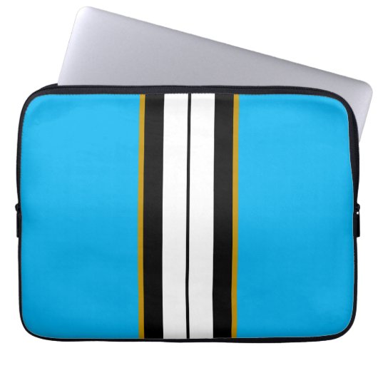 Sporty Bright Sky Split White Black Racing Streife Laptopschutzhülle (Vorderseite)