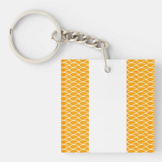 Sporty Bright Tiled Yellow Waves Weiße Streifen Schlüsselanhänger (Vorderseite)