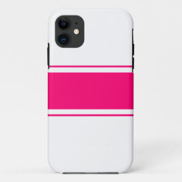 Sporty Bright Wide Pink Racing Streifen auf Weiß Case-Mate iPhone Hülle