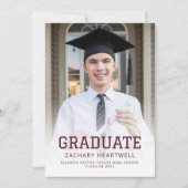 Sporty Burgundy Gold Foto Grad Ankündigung (Vorderseite)