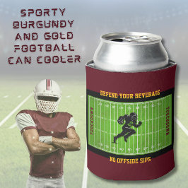 Sporty Burgundy und Gold Football Dosenkühler