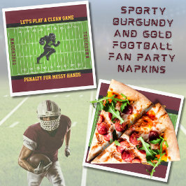 Sporty Burgundy und Gold Football Fan Napkins Serviette