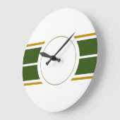Sporty Camp Green Racing Streifen Weiß Hintergrund Große Wanduhr (Winkel)