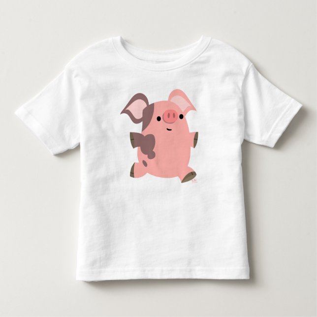 Sporty Cartoon Schweinekinder T - Shirt (Vorderseite)