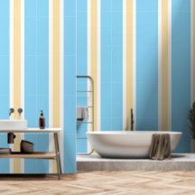 Sporty Chic Hübsch Azure Blue Beige Weiße Streifen