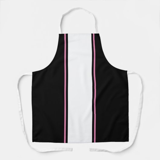 Sporty Chic Schwarz-weiße Racing Stripes Schürze (Vorderseite)