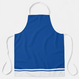 Sporty Chic White Hem Racing Streifen auf Deep Blu Schürze