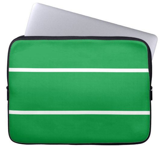 Sporty Chic White Stripes Kelly Green Hintergrund Laptopschutzhülle (Vorderseite)