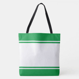 Sporty Chic Wide White Kelly Green Racing Streifen Tasche