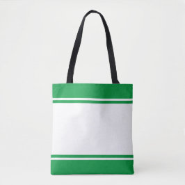 Sporty Chic Wide White Kelly Green Racing Streifen Tasche