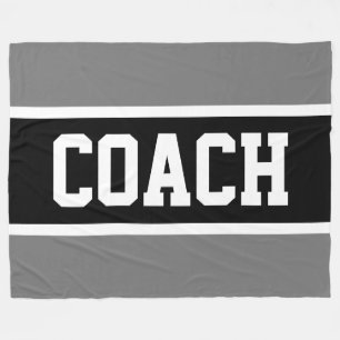 Sporty COACH Bold Black Athletic Stripes Fleecedecke