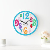 Sporty Colorful Chic Blue Trim Wall Große Wanduhr (Zuhause)