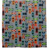 Sporty Colorful Racing Cars Kinder Duschvorhang (Vorderseite)