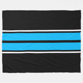 Sporty Cool Black Bright Blue White Racing Streife Fleecedecke