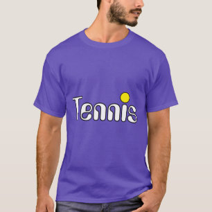 Sporty Cool Fun White Yellow TENNIS Text auf Lila T-Shirt