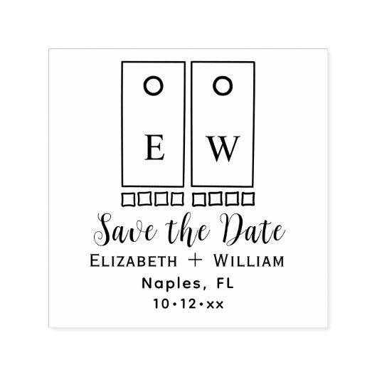 Sporty Cornhole Toss Game und Bags Save the Date Permastempel (Design)