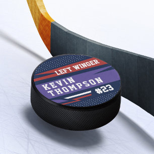 Sporty Custom Personalisiert Player Name & Nummer Eishockey Puck