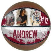 Sporty Custom Player Name & Nummer 3 Foto Collage Basketball (Vorderseite)
