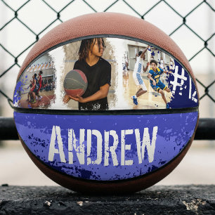 Sporty Custom Player Name & Nummer 3 Foto Collage Basketball