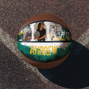 Sporty Custom Player Name & Nummer 3 Foto Collage Basketball