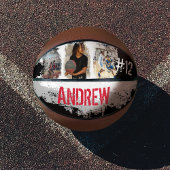 Sporty Custom Player Name & Nummer 3 Foto Collage Basketball