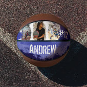 Sporty Custom Player Name & Nummer 3 Foto Collage Basketball