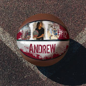 Sporty Custom Player Name & Nummer 3 Foto Collage Basketball