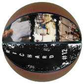 Sporty Custom Player Name & Nummer 3 Foto Collage Basketball (Vorderseite)