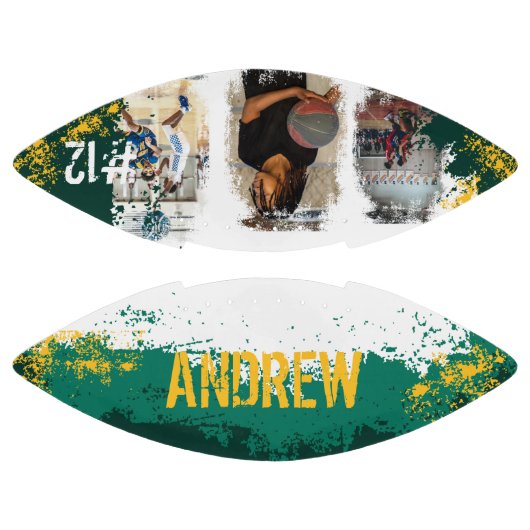 Sporty Custom Player Name & Nummer 3 Foto Collage Football (Paneele)