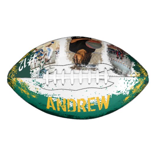 Sporty Custom Player Name & Nummer 3 Foto Collage Football (Vorderseite)