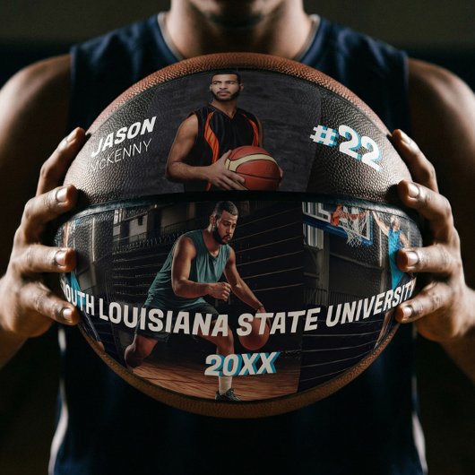 Sporty Custom Player Name & Nummer 4 Foto Collage Basketball