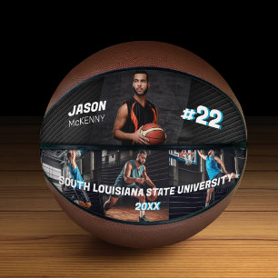 Sporty Custom Player Name & Nummer 4 Foto Collage Basketball