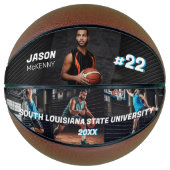 Sporty Custom Player Name & Nummer 4 Foto Collage Basketball (Vorderseite)