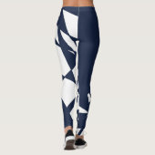 Sporty Dashing Deep Blue White Karo Strip Leggings (Rückseite)