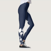 Sporty Dashing Deep Blue White Karo Strip Leggings (Rechts)